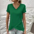 thumbnail image 1 of Womens Summer Tops Casual Solid V-Neck Hooded Short Sleeve Workout Tops Green Tee Shirts S-2XL, 1 of 9