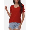 thumbnail image 1 of Women's Basic Summer T-Shirt - Square Neck Short Sleeve Top, Casual Comfort Fit, 1 of 6
