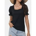 thumbnail image 1 of Women's Basic Summer T-Shirt - Square Neck Short Sleeve Top, Casual Comfort Fit, 1 of 6