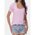 thumbnail image 1 of Women's Basic Summer T-Shirt - Square Neck Short Sleeve Top, Casual Comfort Fit, 1 of 6