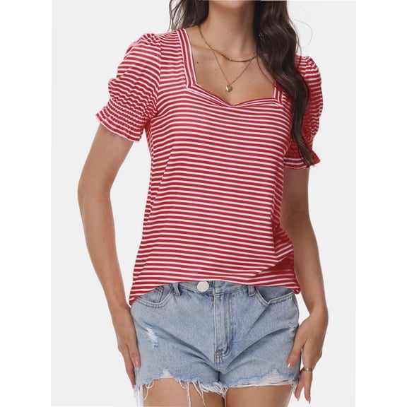 Women's Basic Summer T-Shirt - Square Neck Short Sleeve Top, Casual Comfort Fit