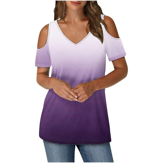 Womens Summer Tops Casual Stylish Work Out Shirts Gym Loose Cotton Basic Fitted Tees Plus Size
