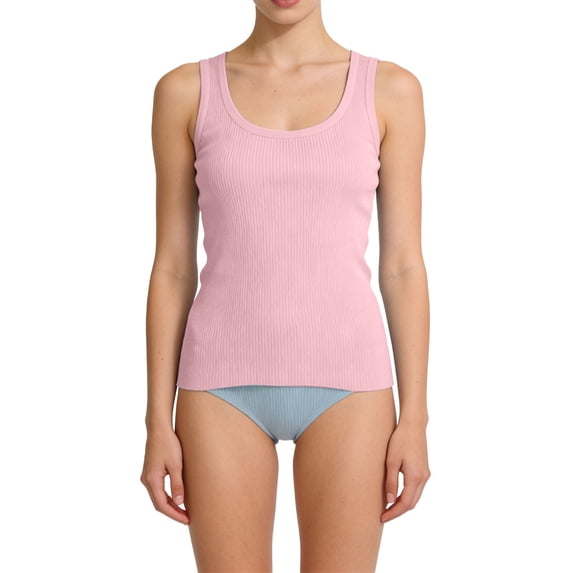 Womens Summer Tops Casual U Neck Ribbed Basic Sleeveless Layering Inner Or Outer Wear Breathable Tank Tops for Women Pink XXXL