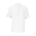 thumbnail image 1 of Womens Summer Tops Casual V-neck Solid Color Button Down Shirt Ladies Beach Blouses Tops for Women, 1 of 5