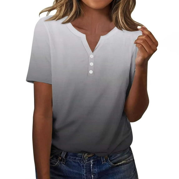 Womens Summer Tops Casual V-neck T-shirts Fashion Printed Shirts Loose Summer Short Sleeve Blouses Pullover Top 01#Multicolor XXL