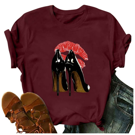 Womens Summer Tops Clearance,Summer Savings Clearance!Summer Tops for Women 2024 Women Letter Printing Short Sleeve Shirt Casual Tops Blouse