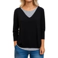 thumbnail image 1 of Womens Summer Tops Color Block Long Sleeve Vacation Casual T Shirts 2026 Crewneck Trendy Tees, 1 of 4