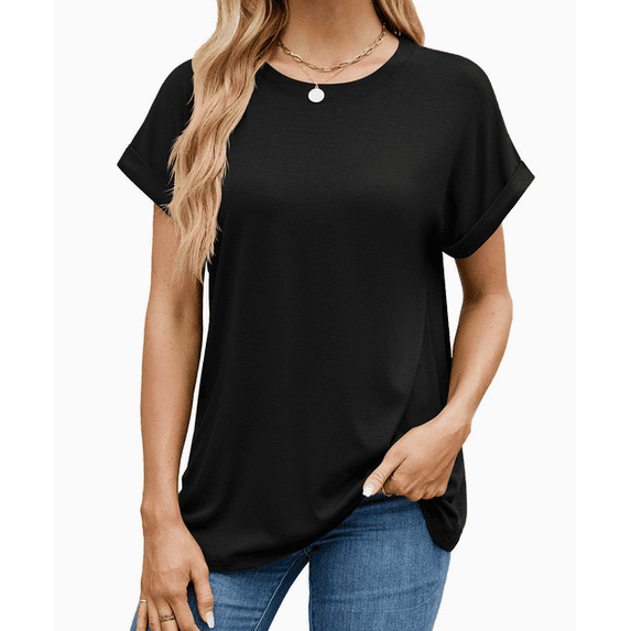 Womens Summer Tops Cotton Oversized T Shirts Short Sleeve Casual Tees Crew Neck Loose Fit Basic Tees Work Shirts Fashion Clothing