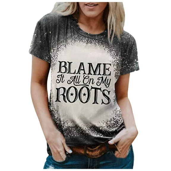 Womens Summer Tops Could Be A Train Station Kinda Day Ladies Casual O Neck Short Sleeved Top Oversized Tshirts for Women Grey S