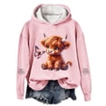 thumbnail image 1 of Womens Summer Tops Cow Print Hoodie Western Holiday Graphic Pullover Sweatshirt Cozy Top for Daily Casual Wear Pink S, 1 of 3