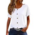 thumbnail image 1 of Womens Summer Tops Crewneck Short SLeeve Loose Fit Solid Colored Tees Button Down Spring Fashion ed T Shirts Trendy Clothing, 1 of 3