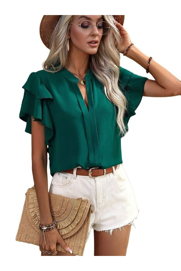 Womens Summer Tops Dark Green M