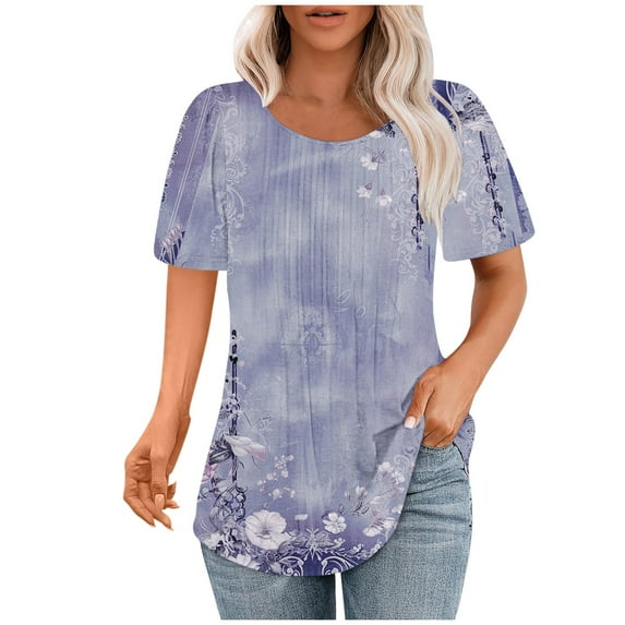 Womens Summer Tops Dressy Casual 2025 Spring Womens T Shirts Loose Fit Cotton Shirts for Women Dry Fit Clearance Deals