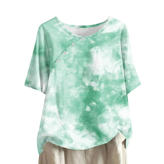 Womens Summer Tops Dressy Casual 3/4 Sleeve Shirts for Women Graphic Tees Plus Size Golf Shirts for Women