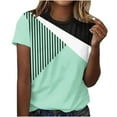 thumbnail image 1 of Womens Summer Tops Dressy Casual Color Block Crewneck Tshirts Short Sleeve Trendy Blouses Basic Loose Tunic Tee Tops, 1 of 4