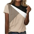 thumbnail image 1 of Womens Summer Tops Dressy Casual Color Block Crewneck Tshirts Short Sleeve Trendy Blouses Basic Loose Tunic Tee Tops, 1 of 4