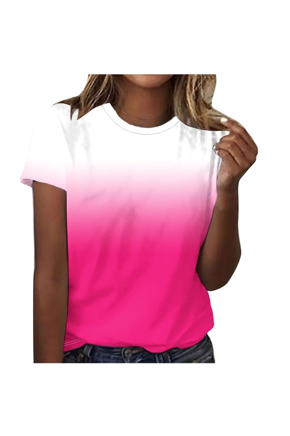 Womens Summer Tops Casual Loose Fit Short Sleeve Tee Shirt Womens Tops Summer Womens Tie Dye Tshirt Plus Size Shirts for Women Cheap