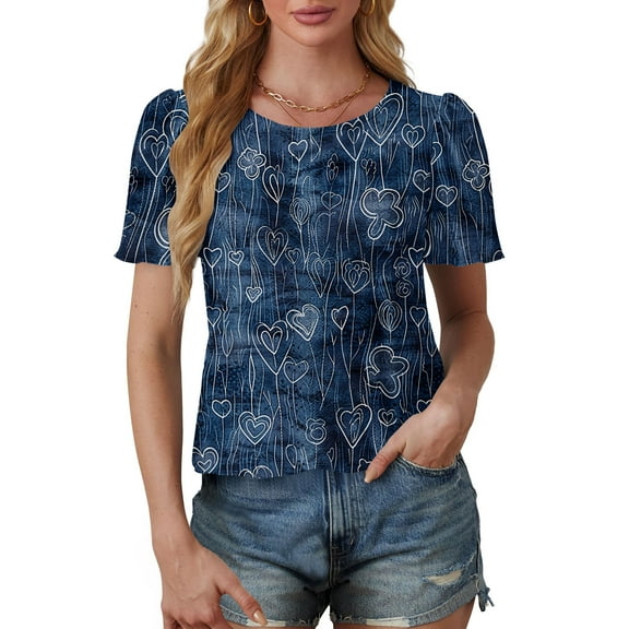 Womens Summer Tops Dressy Casual for Older Women Women Blouses for Work Under 10 Womens T Shirts Graphic Tees Summer Clothes for Women Over 50 Shorts Hawaiian Shirts Blue My+Orders
