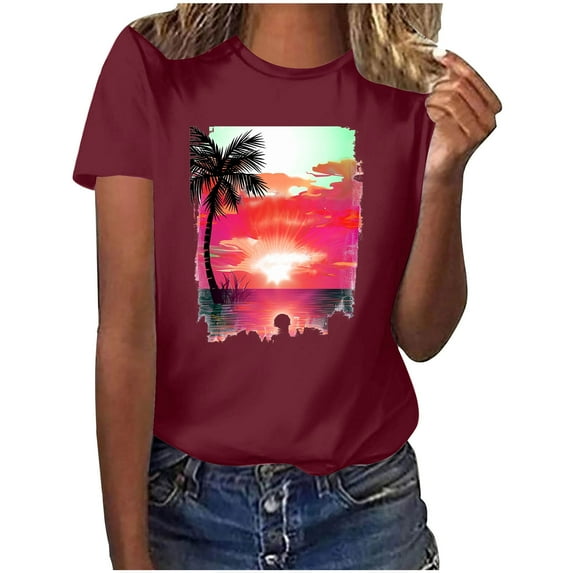 Womens Summer Tops Dressy Casual Sexy Work Out Shirts Gym Loose Plus Basic Fitted Cropped Tees