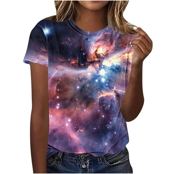 Womens Summer Tops Dressy Casual Womens Plus Size Tops 3/4 Sleeve Short Sleeve Shirts for Women Tie Dye Workout Shirts Todays Daily Deals Clearance