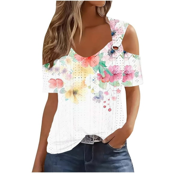 Womens Summer Tops Dressy Casual for Older Women Womens T Shirts Loose Fit Drop Shoulder Longline