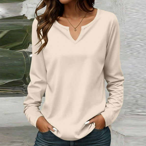 Womens Summer Tops Fashion Casual Long Sleeve Solid Color Tops Shirts Blouses Tops Shirts for Women