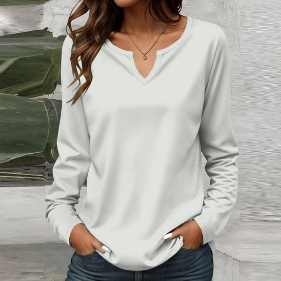 Womens Summer Tops Fashion Casual Long Sleeve Solid Color Tops Shirts Blouses Tops Shirts for Women