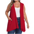 thumbnail image 1 of Womens Summer Tops Fashion Solid Color Cardigan Pocket Sleeveless Plus Size, 1 of 8
