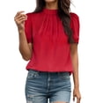 thumbnail image 1 of Womens Summer Tops Fashion Solid Temperament Loose Short Sleeve Womens Tee, 1 of 6