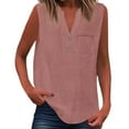 thumbnail image 1 of Womens Summer Tops Fashionfor Wear Sleeveless Button Up Versatile Solid Color For Jeans Womens Tee Shirts,Pink,M, 1 of 5
