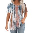 thumbnail image 1 of Womens Summer Tops Floral Print Tunic Blouse Casual Crewneck Short Sleeve Tshirts Pleated Tee Shirt, 1 of 6