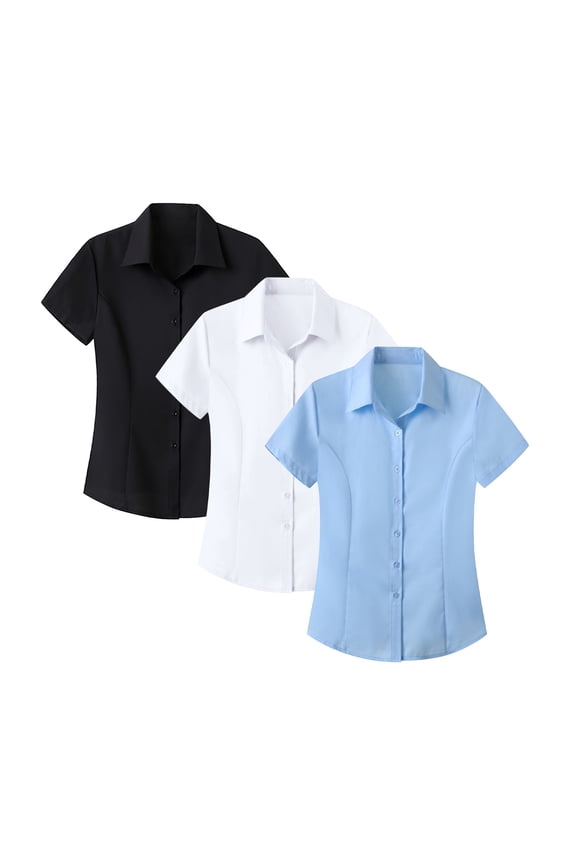 Womens Summer Tops Interview Formal Outfit Clothing Without Ironing Short Sleeved Shirt for Women Business Short Sleeved Shirt for Shirts for Women