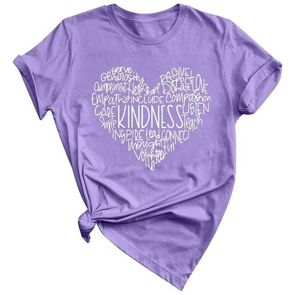 Womens Summer Tops Ladies Fashion Casual Printed Short Sleeve T Shirt Top Crew Neck T Shirts for Women Purple XXXL