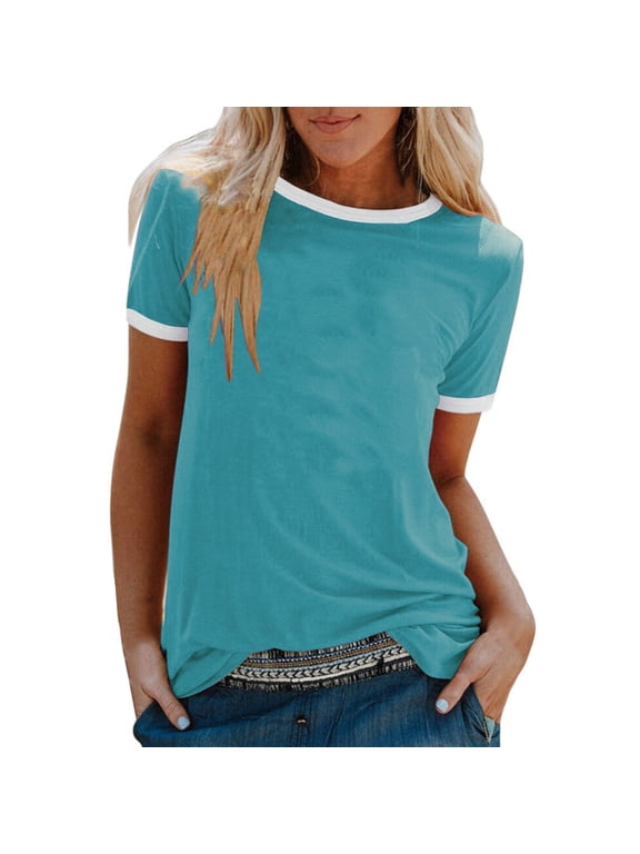 Womens Summer Tops Lady L Layering Tee Woman Long Sleeve Long Sleeve Tight Shirt Plain T Shirts for Women Bulk Deep V Shirt Ladies Soft T Ladies Tall Shirts Pullover for Women M