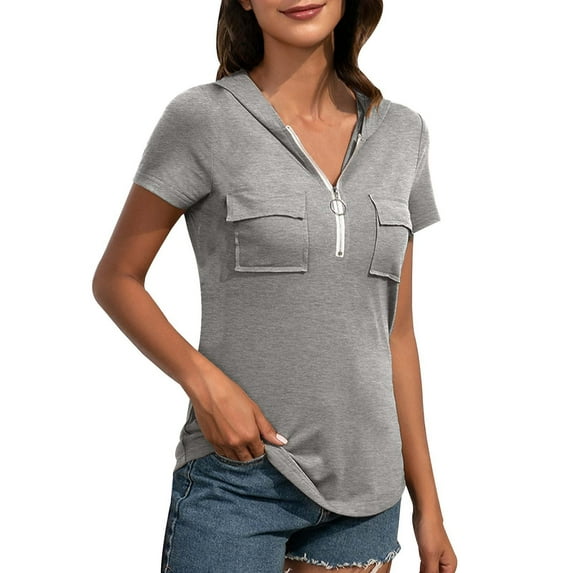 Womens Summer Tops Long Sleeve Pullover Women Comfortable Short Sleeve Button Shirts for Women Long Shirt Girl Yoga Short V Neck Tops Loose Fit Neck S Shirts Blouses Misses S