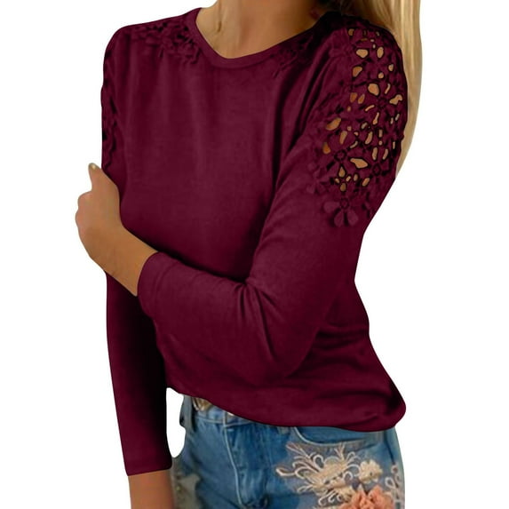 Womens Summer Tops Long Sleeve Work Blouse Womens Fall Tops And Blouses Girls Tunic Long Sleeve Thermal Top Short Sweaters Women Ladies Christmas Dresses Shirt Women for on Clearance S