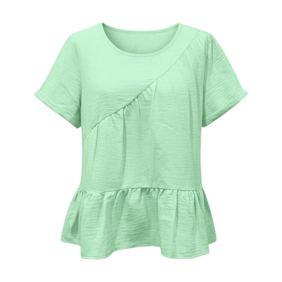 Womens Summer Tops Oversized Peplum Solid Loose Casual Blouse Cute Summer Tops