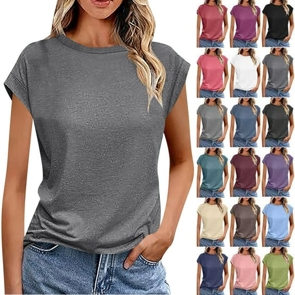Womens Summer Tops Oversized Short Sleeve Business Casual T Shirts Trendy Fashion Clothes Spring Outfits 2025