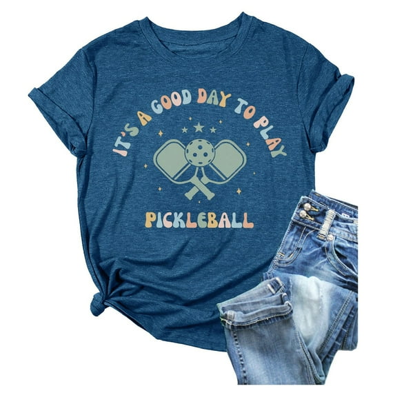 Womens Summer Tops Pickleball It's A Good Day To Play Pickleball Pickleball Player Tee Shirts for Women Blue XXL