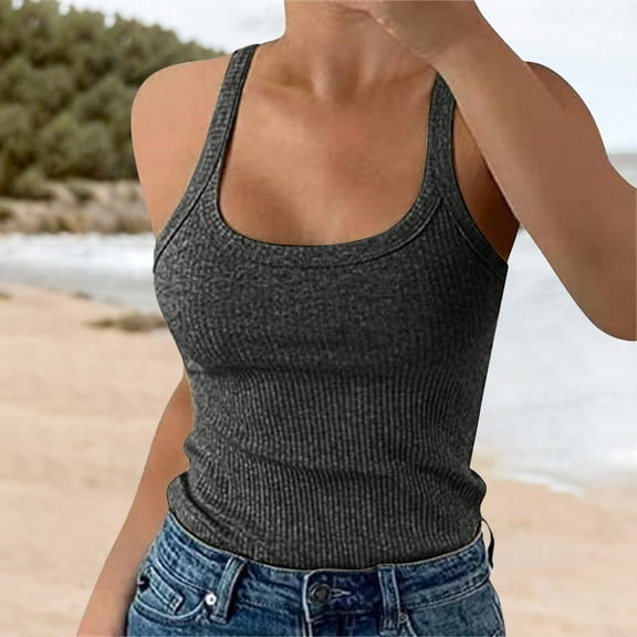 Womens Summer Tops Plus Size Fashion Sleeveless Tops Slim Fit Vest SummerTank Top Casual Tops Shirts for Women