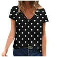 thumbnail image 1 of Womens Summer Tops Polka Dot Short Sleeve Blouse Tops Business Casual V Neck Tunic Fashion Loose Tees Tshirts, 1 of 5