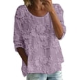 thumbnail image 1 of Womens Summer Tops Printed Round Neck Half 3/4 Sleeve Loose Large Size Casual Tee Outdoor Vacation Tops, 1 of 4