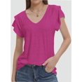 thumbnail image 1 of Womens Summer Tops Ruffle Short Sleeve V Neck T-Shirts Casual Loose Fit, 1 of 6