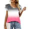 thumbnail image 1 of Womens Summer Tops Ruffle Short Sleeve V Neck T-Shirts Casual Loose Fit, 1 of 5