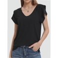 thumbnail image 1 of Womens Summer Tops Ruffle Short Sleeve V Neck T-Shirts Casual Loose Fit, 1 of 6