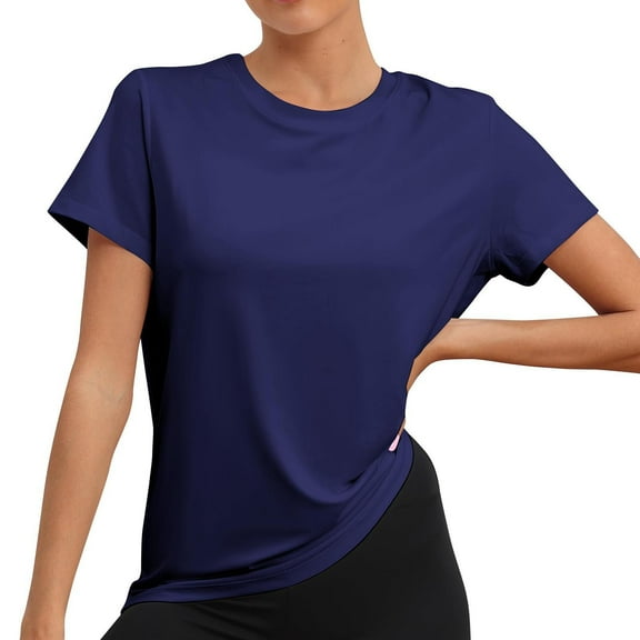 Womens Summer Tops Scrub Long Sleeve Undershirt Women Satin Silk Button down Shirt X Large Shirts for Women V Neck Wrap Blouse Long Sheer Woman Blouse Top Sleeve Loose on Clearance Dark Blue M