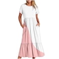 thumbnail image 1 of Womens Summer Dresses Sevevn Women's Fashion Print Round Neck Short Sleeve Printed Dress Maxi Dresses, 1 of 4