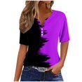 thumbnail image 1 of Womens Summer Tops Sevevn Women's Summer Printed Button V-Neck Short Sleeved Casual Loose Spring Top, 1 of 5