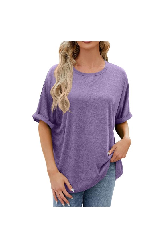 Womens Summer Tops Sevevn Womens Fashion Print Short Sleeve Out Blouse Funny Round Neck T-Shirt