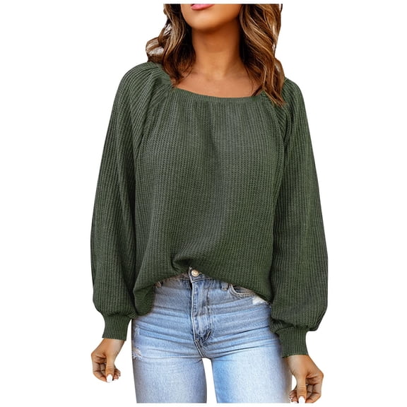 Womens Summer Tops, Shirts for Women, Elegant Spring Women’s Long Sleeve Blouses Loose Fit Square Neck Stylish Breathable Tops for Ladies